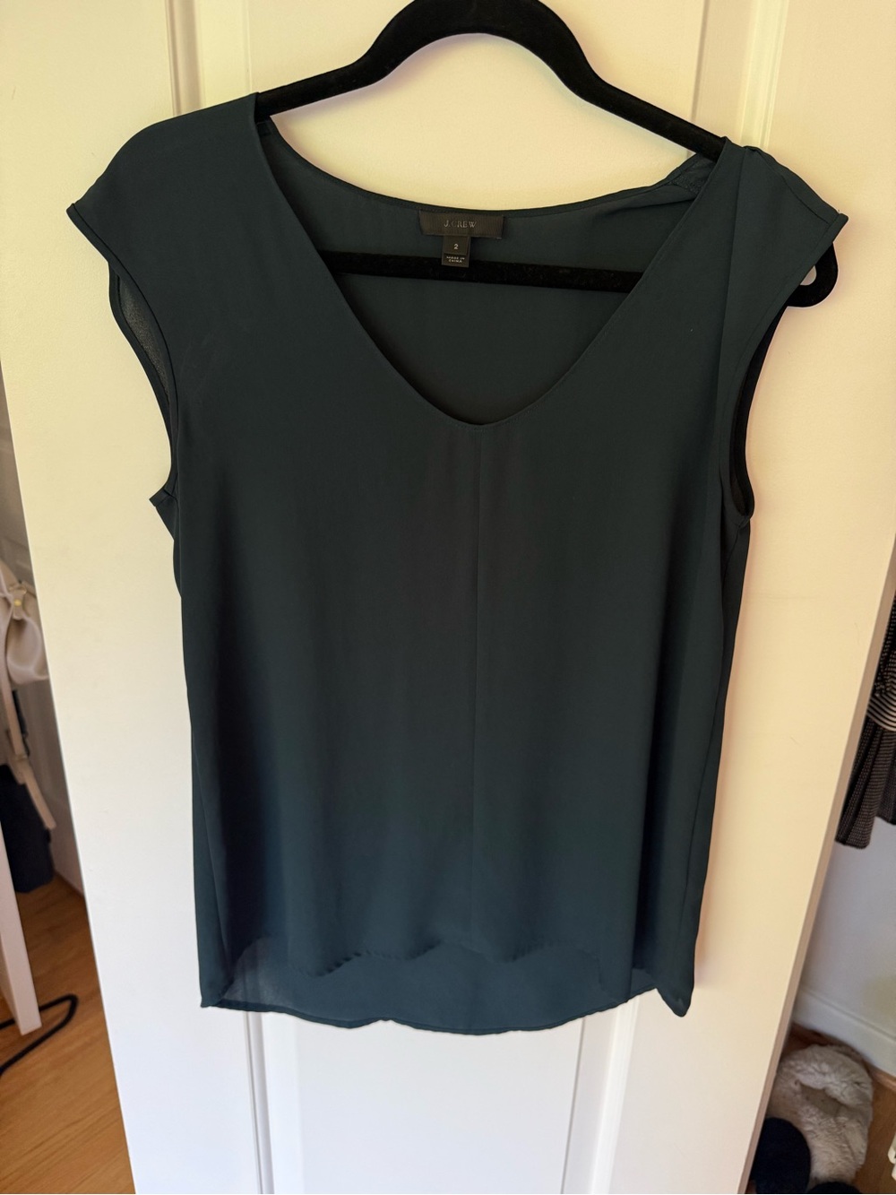 J Crew Sleeveless V-Neck Blouse in Deep Teal